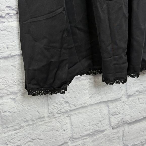 Vintage Shadowline Full Slip Size 38 26" Black Nylon Lace Trim Dress Midi - Picture 3 of 6